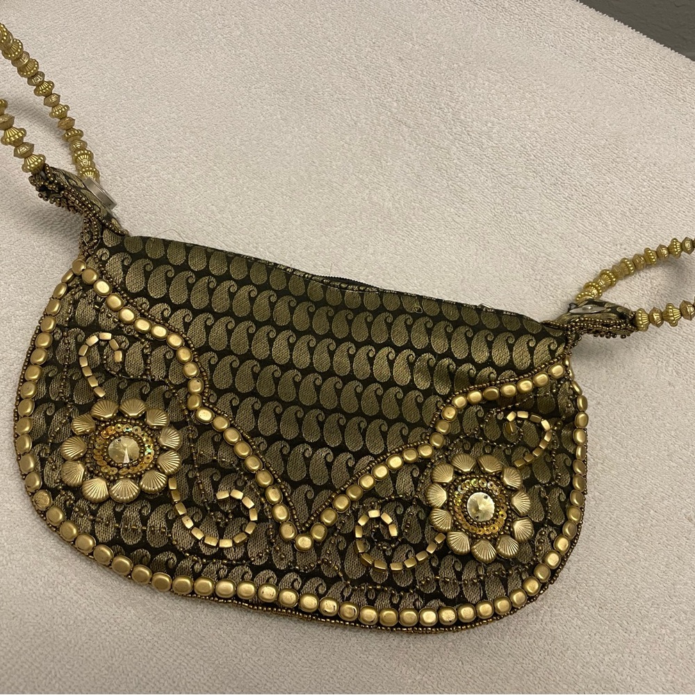 Elegant Gold Beaded Women's Bag